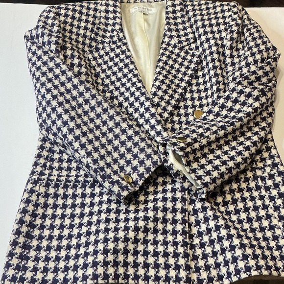 Vintage Houndstooth Wool Blazer Oversized Preppy Old Money Size 14 - Picture 9 of 15